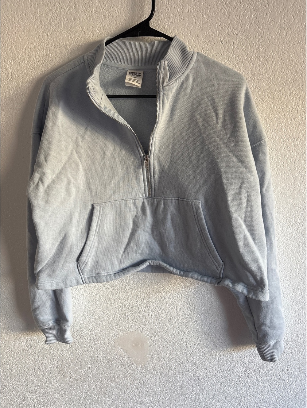 PINK Victoria's Secret Light Blue Cropped Quarter-Zip Sweatshirt